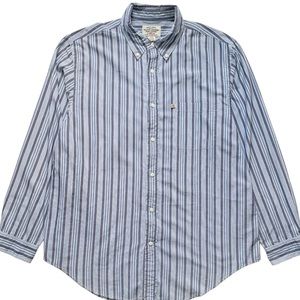 RALPH LAUREN Mens XL Shirt Blue Striped Relaxed X Large Long Sleeve Button Up
